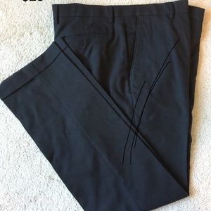 Dark brown, tailored slim-fit dress pants